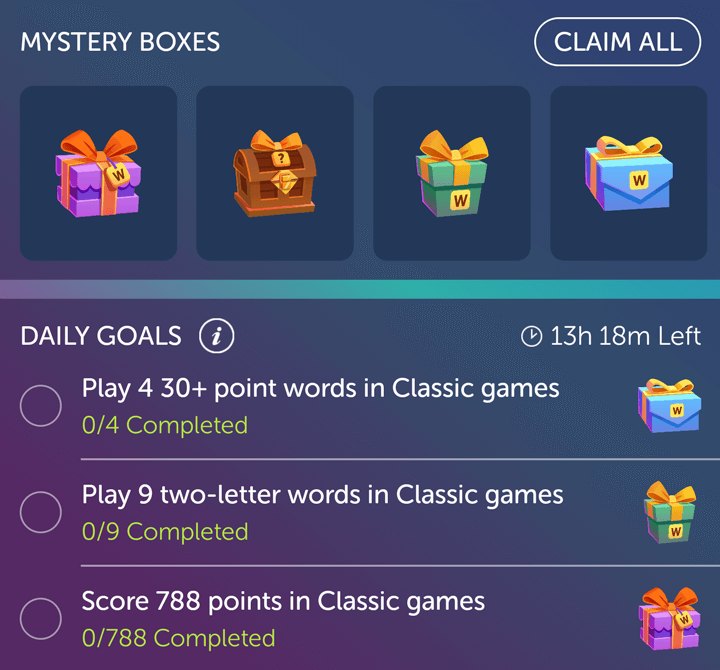 Mystery Boxes screenshot in Words With Friends