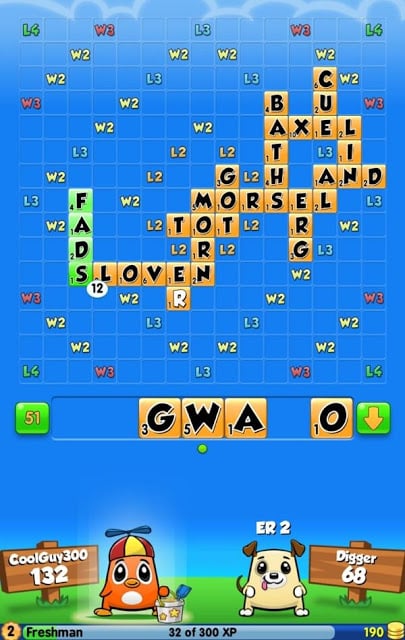 Word Chums game board screenshot