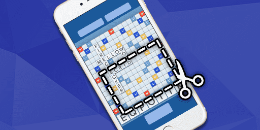 Phone with a cropped part of a game board screenshot